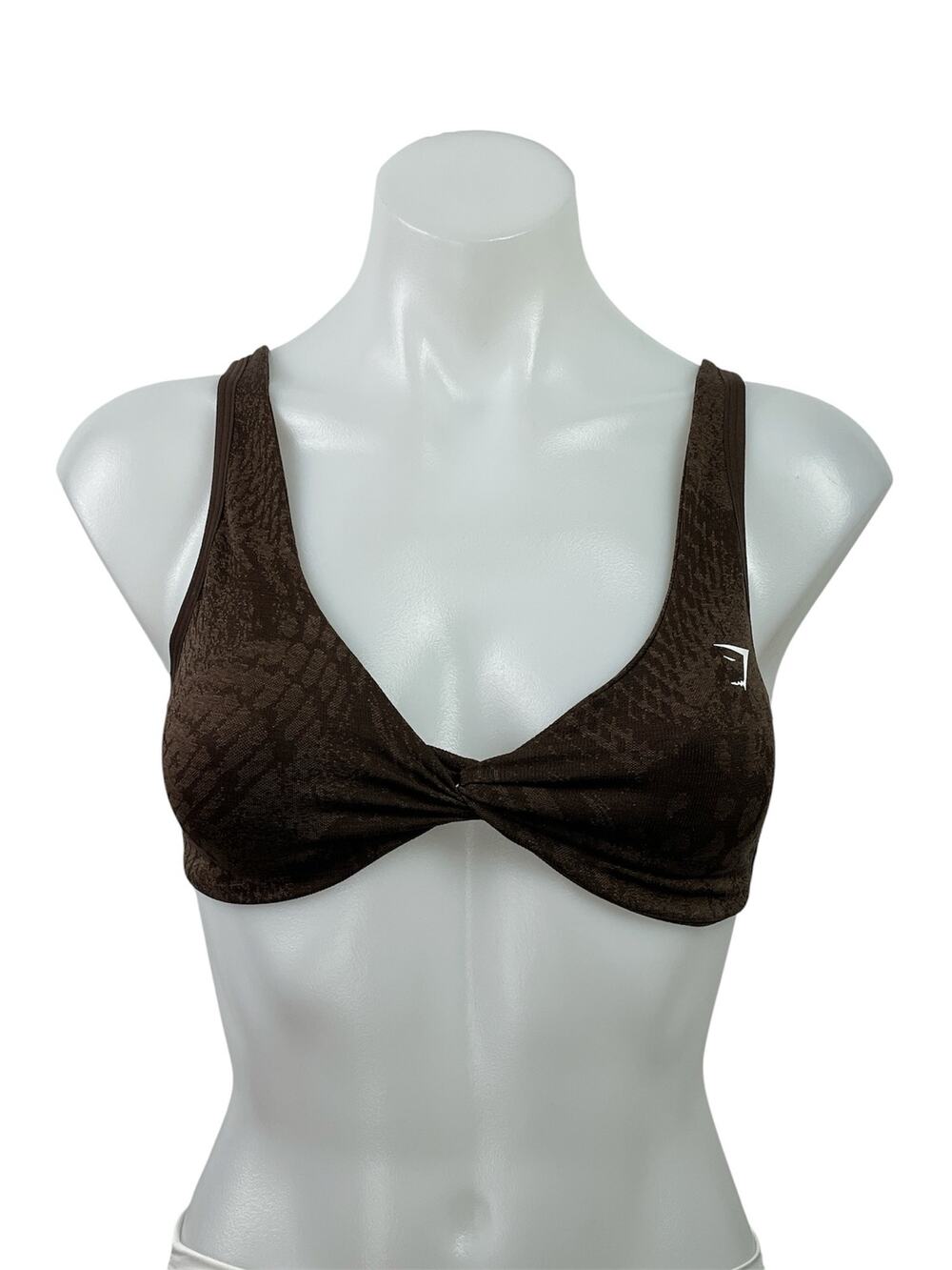 Gymshark Adapt Animal X Whitney Seamless Twist Front Brown Sports Bra Size S